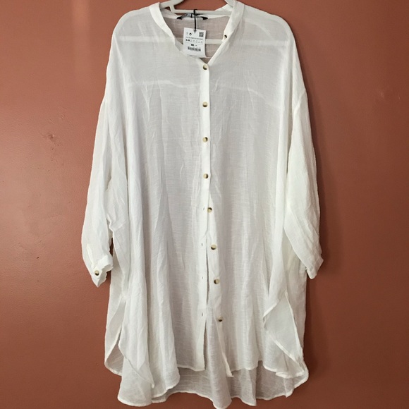 Zara Tops - ZARA BOHO OVERSIZED SHEER BUTTON FRONT TUNIC